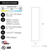 (4 Pack) 1X4 FT Backlit Panel Selectable Wattage 20W, 30W, 40W, 5CCT Selectable