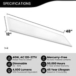 (4 PACK) 1x4 FT Edge-Lit Panel 40W, Single CCT