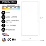 (4 PACK) 1x2 FT Surface Mount Panel Internal Driver 22W, (5CCT) Selectable