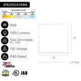 (4 PACK) 1x1 FT Surface Mount Panel Internal Driver 18W (5CCT) Selectable