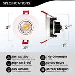 3" Inch White Recessed LED Gimbal Canless Adjustable Downlight, 5CCT Switch