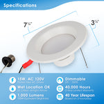 6" Inch Smart Recessed Retrofit Downlight (E26 Base) Works with Google & Alexa