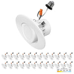 4" Inch Recessed Adjustable Retrofit Downlight 10W Dimmable, 750 Lumens, 120V, 5CCT, ETL Listed, White Trim