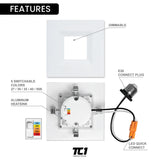 4" Inch Square Recessed retrofit LED Downlight 11W, 120V, 750 Lumens, 5CCT