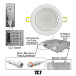 6" Inch White Adjustable Round Recessed LED Ceiling Light 5CCT, 15W, Dimmable, 120V