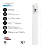 4FT LED T8 Tube Frosted Lens 18W, 5000K, 2200 Lumens, 120V-277V, Dual-End Powered (30 PACK)