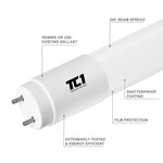 4FT LED T8 Tube Frosted Lens 18W, 5000K, 2200 Lumens, 120V-277V, Dual-End Powered (30 PACK)