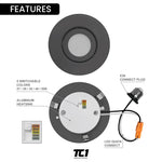 4" Inch Recessed Adjustable Retrofit Downlight 10W Dimmable, 750 Lumens, 120V, 5CCT, ETL Listed, Black Trim