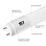 4FT LED T8 Tube Frosted Lens 18W, 3500K, 2200 Lumens, 120V-277V, Dual-End Powered (30 PACK)