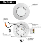 6" Inch Recessed Adjustable LED Retrofit Downlight 16.5W, 1200 Lumens, 5CCT - White Trim