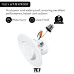 4" Inch Recessed Adjustable Retrofit Downlight 10W Dimmable, 750 Lumens, 120V, 5CCT, ETL Listed, White Trim