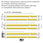 4FT LED T8 Tube Clear Lens 18W, 5000K, 2200 Lumens, 120V-277V, Dual-End Powered (30 PACK)