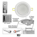 4" Inch White Adjustable Round Recessed LED Ceiling Light 5CCT, 9W, Dimmable, 120V