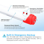 4FT T8 LED Emergency Built-In Backup Battery Tube 4000K, 15W, 120-277v, Ballast Bypass Wire Both Ends (1 PACK)