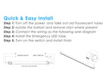 4FT T8 LED Emergency Built-In Backup Battery Tube 4000K, 15W, 120-277v, Ballast Bypass Wire Both Ends (1 PACK)